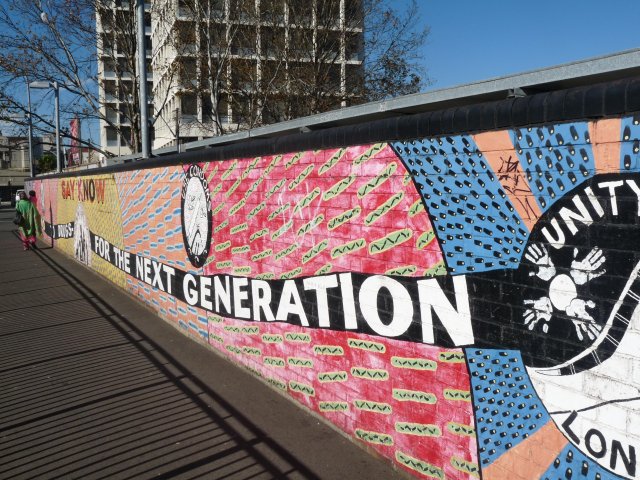 Redfern Railway Station, with anti drug poster